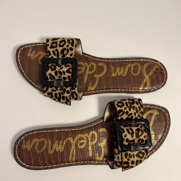 Sam Edelman Leopard Print Slide Sandals Size 10 Summer ~ Vacation! - Picture 2 of 3